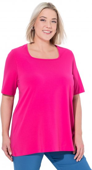 Ulla Popken Essential Square Neck Stretch Tee Magenta Pink - T-shirty - 