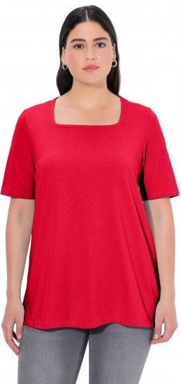 Ulla Popken Essential Square Neck Stretch Tee Red - T-shirty - 