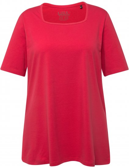 Ulla Popken Essential Square Neck Stretch Tee Dark Pink - T-shirty - 