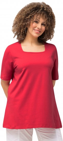 Ulla Popken Essential Square Neck Stretch Tee Dark Pink - T-shirty - 