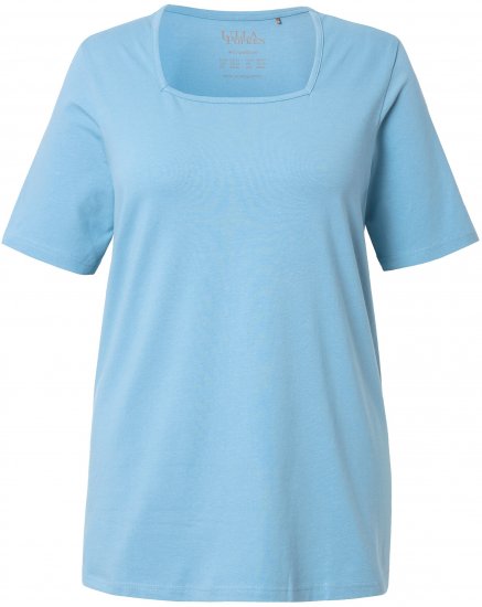 Ulla Popken Essential Square Neck Stretch Tee Light Teal - T-shirty - 