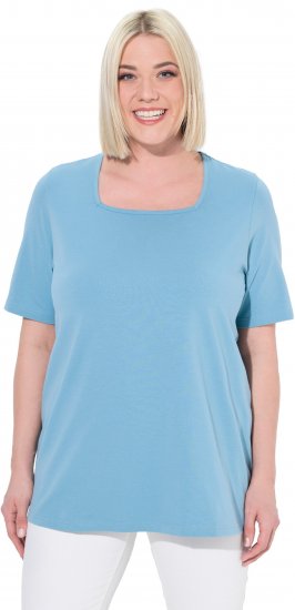 Ulla Popken Essential Square Neck Stretch Tee Light Teal - T-shirty - 