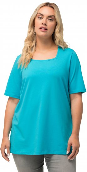 Ulla Popken Essential Square Neck Stretch Tee Deep Aqua - T-shirty - 