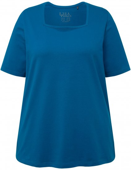 Ulla Popken Essential Square Neck Stretch Tee Medium Blue - T-shirty - 