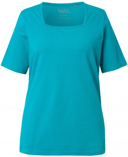 Ulla Popken Essential Square Neck Stretch Tee Green Emerald - T-shirty - 
