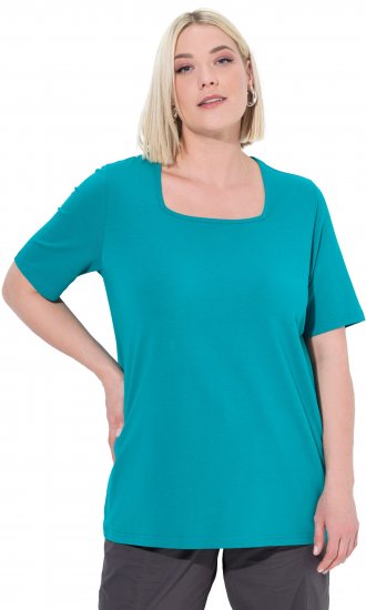 Ulla Popken Essential Square Neck Stretch Tee Teal - T-shirty - 