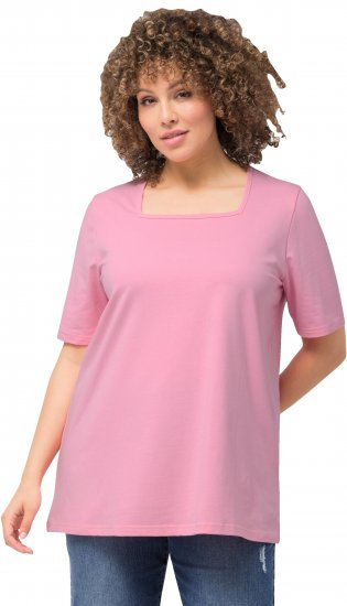 Ulla Popken Essential Square Neck Stretch Tee Light Pink - T-shirty - 
