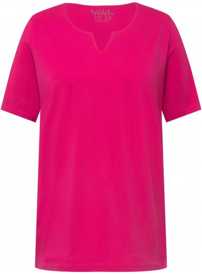 Ulla Popken Essential Square Neck Stretch Tee Fuchsia Pink - T-shirty - 
