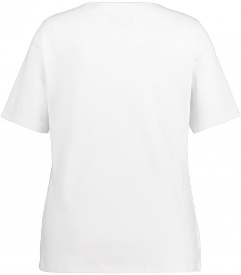 Ulla Popken Double Layer Rounded V-Neck Slim Fit Tee Snow White - T-shirty - 