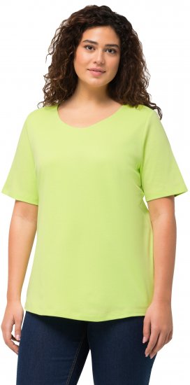 Ulla Popken Double Layer Rounded V-Neck Slim Fit Tee Lime Green - T-shirty - 