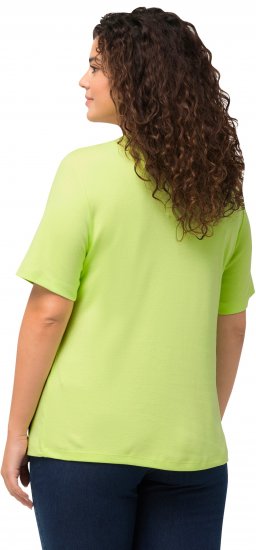 Ulla Popken Double Layer Rounded V-Neck Slim Fit Tee Lime Green - T-shirty - 