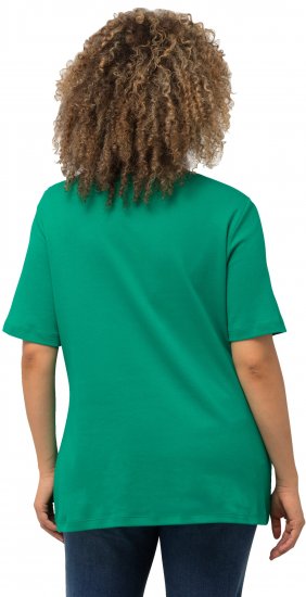 Ulla Popken Double Layer Rounded V-Neck Slim Fit Tee Emerald - T-shirty - 