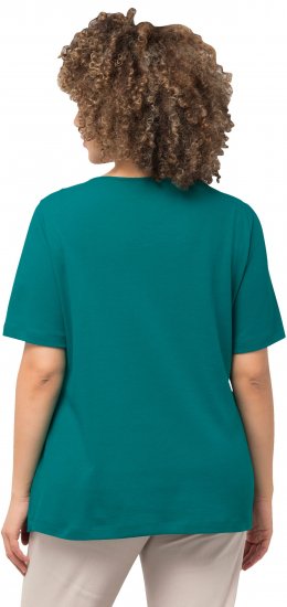 Ulla Popken Double Layer Rounded V-Neck Slim Fit Tee Dark Emerald - T-shirty - 