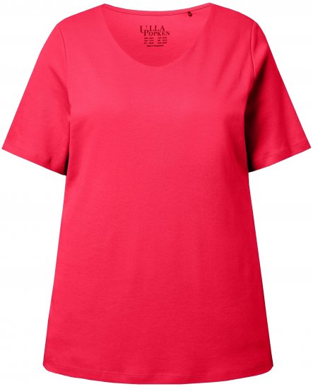 Ulla Popken Double Layer Rounded V-Neck Slim Fit Tee Red - T-shirty - 