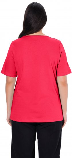 Ulla Popken Double Layer Rounded V-Neck Slim Fit Tee Red - T-shirty - 