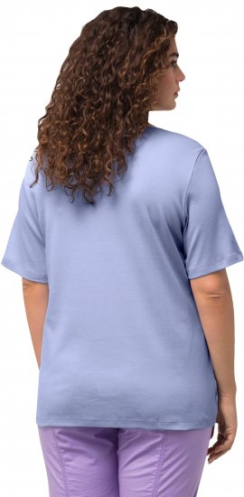 Ulla Popken Double Layer Rounded V-Neck Slim Fit Tee Pale Blue - T-shirty - 