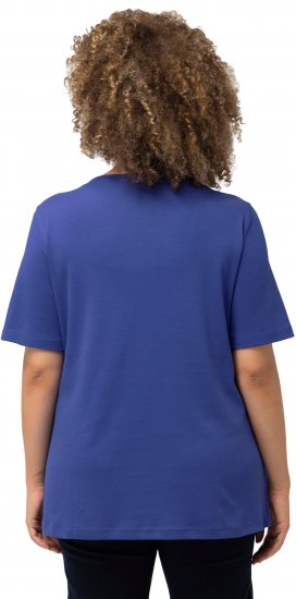 Ulla Popken Double Layer Rounded V-Neck Slim Fit Tee Blue Purple - T-shirty - 