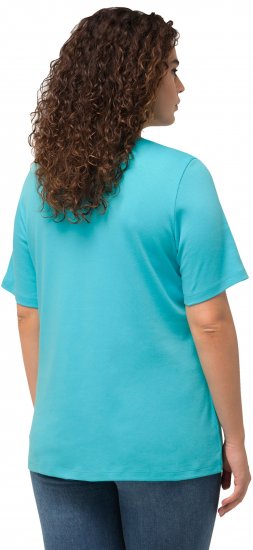 Ulla Popken Double Layer Rounded V-Neck Slim Fit Tee Deep Aqua - T-shirty - 