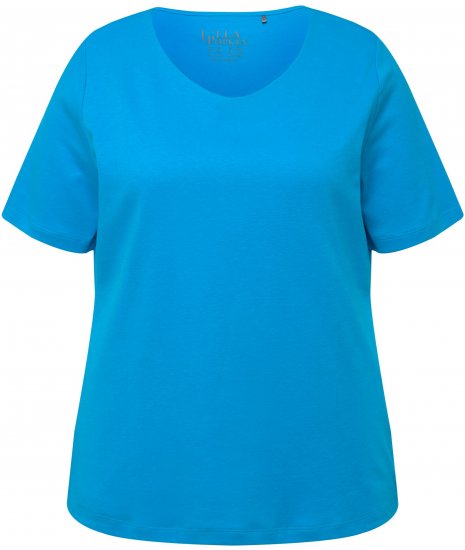 Ulla Popken Double Layer Rounded V-Neck Slim Fit Tee Sapphire Blue - T-shirty - 