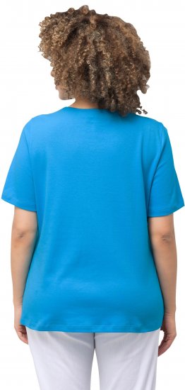 Ulla Popken Double Layer Rounded V-Neck Slim Fit Tee Sapphire Blue - T-shirty - 