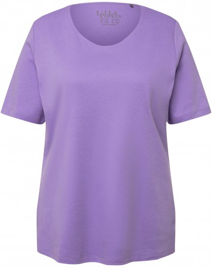 Ulla Popken Double Layer Rounded V-Neck Slim Fit Tee Pale Lilac - T-shirty - 