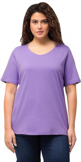Ulla Popken Double Layer Rounded V-Neck Slim Fit Tee Pale Lilac - T-shirty - 