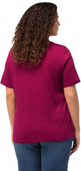Ulla Popken Double Layer Rounded V-Neck Slim Fit Tee Magnolia Red - T-shirty - 