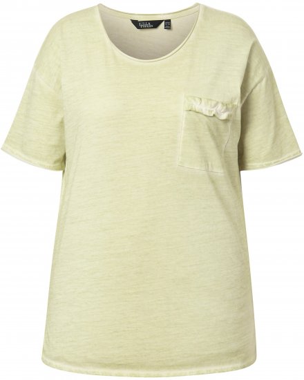 Ulla Popken Cold Dye Ruffle Edge Pocket Tee Pistachio - T-shirty - 