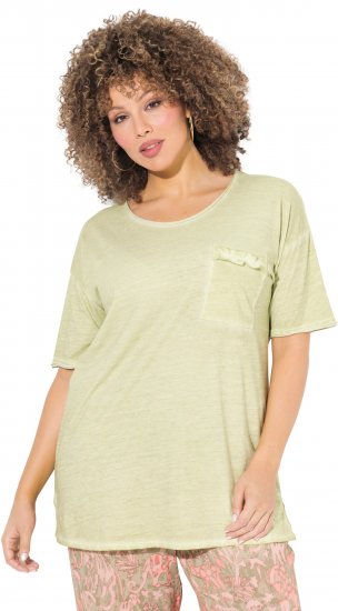 Ulla Popken Cold Dye Ruffle Edge Pocket Tee Pistachio - T-shirty - 