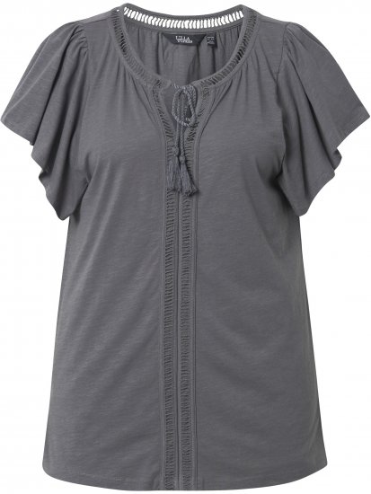 Ulla Popken Wing Sleeve V-Neck Tee Graphite Grey - T-shirty - 