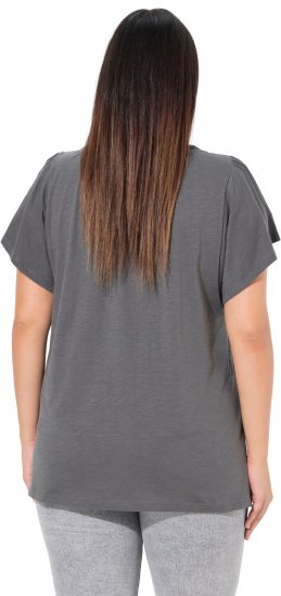 Ulla Popken Wing Sleeve V-Neck Tee Graphite Grey - T-shirty - 