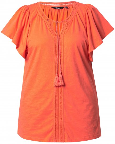 Ulla Popken Wing Sleeve V-Neck Tee Coral Pink - T-shirty - 