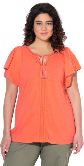 Ulla Popken Wing Sleeve V-Neck Tee Coral Pink - T-shirty - 