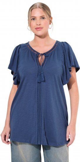Ulla Popken Wing Sleeve V-Neck Tee Navy - T-shirty - 