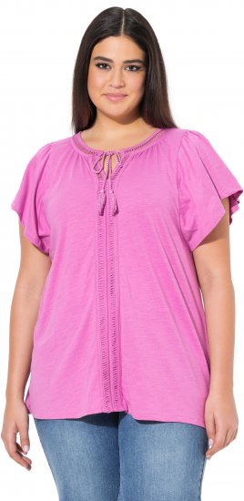 Ulla Popken Wing Sleeve V-Neck Tee Cool Pink - T-shirty - 