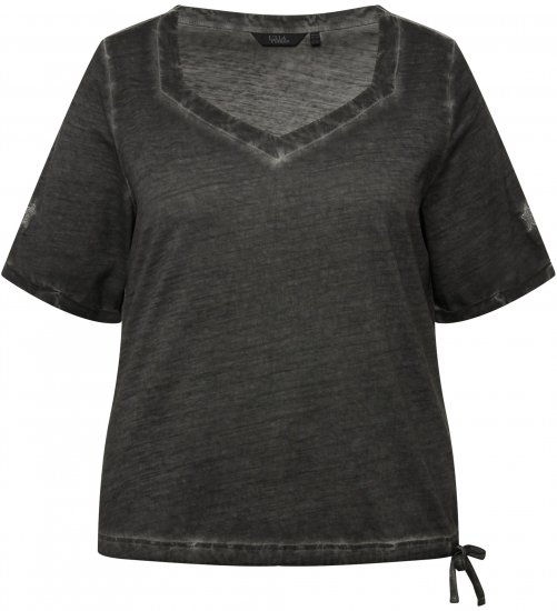 Ulla Popken Cold Dyed Sweetheart Neckline Short Sleeve Tee Graphite Grey - T-shirty - 