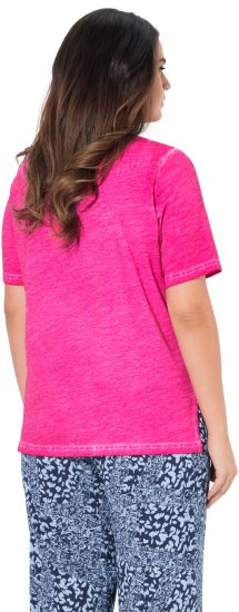 Ulla Popken Lace Trim Short Sleeve Tee Bold Pink - T-shirty - 