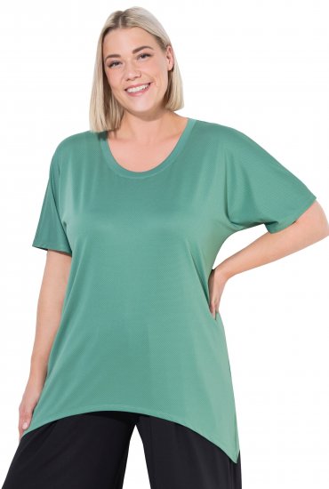 Ulla Popken Quick Drying Pointed Hem Stretch Fit Tee Ivy Green - T-shirty - 