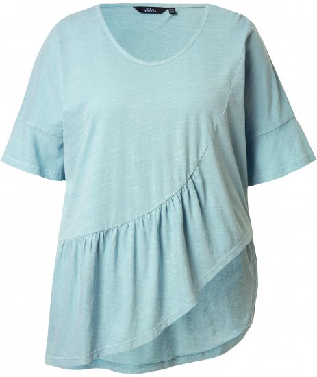 Ulla Popken Asymmetric Flounce Panel Short Sleeve Tee Light Moss Green - T-shirty - 