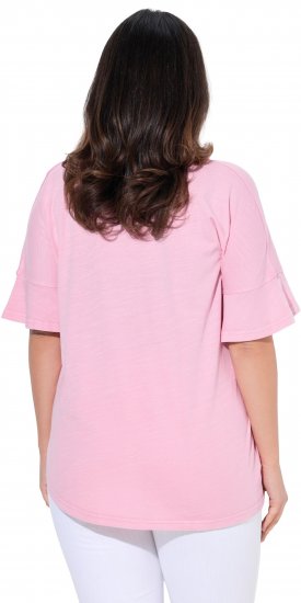 Ulla Popken Asymmetric Flounce Panel Short Sleeve Tee Pink - T-shirty - 