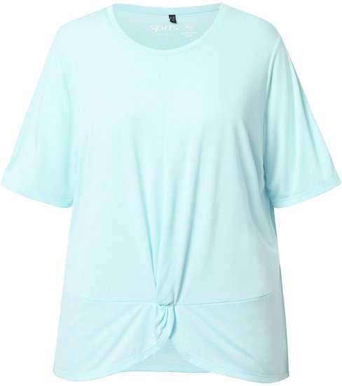 Ulla Popken Antibacterial Short Sleeve Draped Tee Light Turquiose - T-shirty - 
