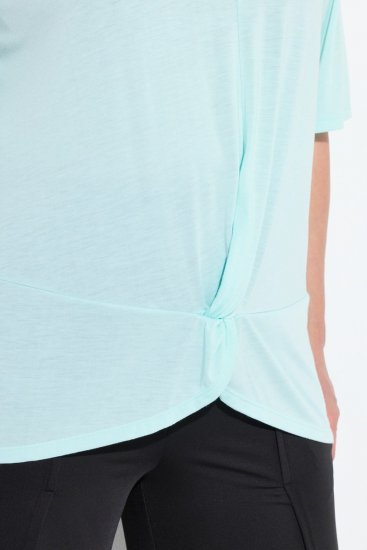 Ulla Popken Antibacterial Short Sleeve Draped Tee Light Turquiose - T-shirty - T-shirty damskie plus size