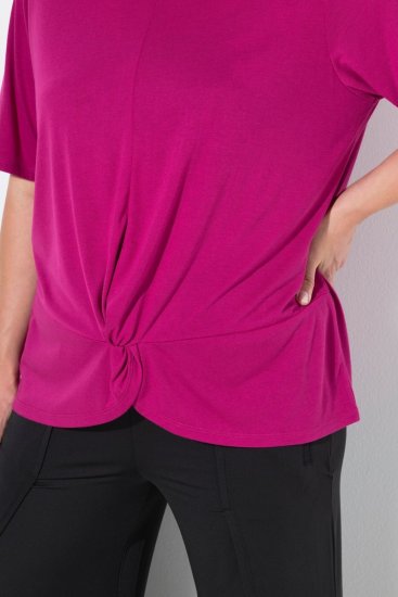 Ulla Popken Antibacterial Short Sleeve Draped Tee Light Magenta - T-shirty - T-shirty damskie plus size