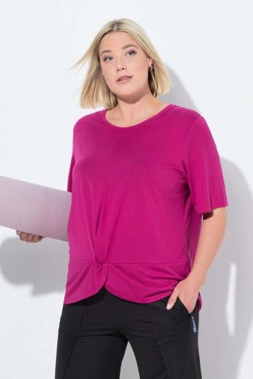 Ulla Popken Antibacterial Short Sleeve Draped Tee Light Magenta - T-shirty - T-shirty damskie plus size
