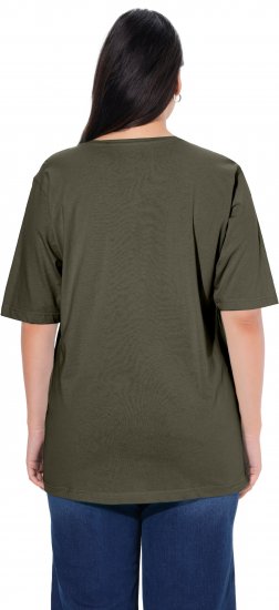 Ulla Popken Basic Round Neck Short Sleeve Relaxed Fit T-Shirt Olive Grey - T-shirty - 