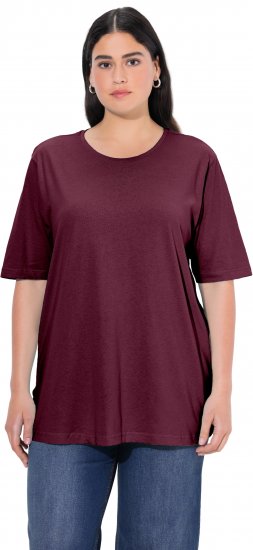 Ulla Popken Basic Round Neck Short Sleeve Relaxed Fit T-Shirt Dark Red - T-shirty - 