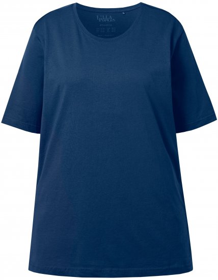 Ulla Popken Basic Round Neck Short Sleeve Relaxed Fit T-Shirt Dark Blue - T-shirty - 