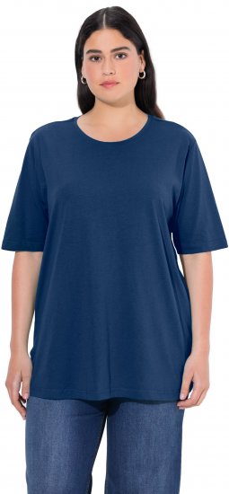Ulla Popken Basic Round Neck Short Sleeve Relaxed Fit T-Shirt Dark Blue - T-shirty - 