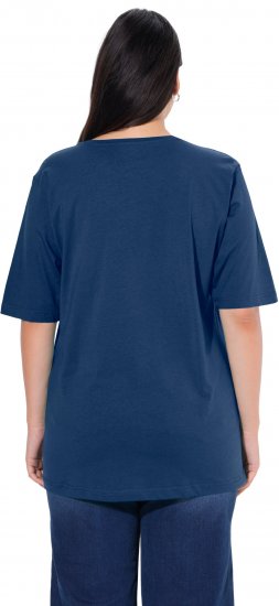 Ulla Popken Basic Round Neck Short Sleeve Relaxed Fit T-Shirt Dark Blue - T-shirty - 