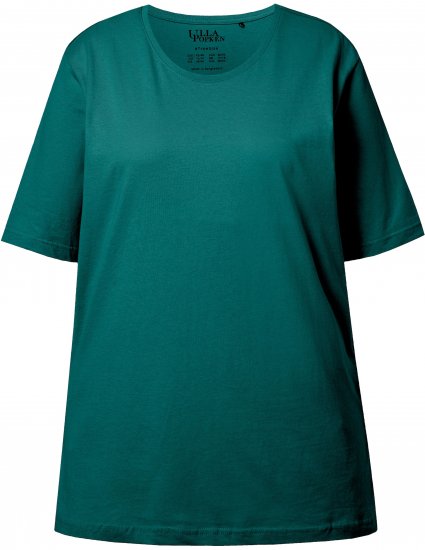 Ulla Popken Basic Round Neck Short Sleeve Relaxed Fit T-Shirt Teal Green - T-shirty - 